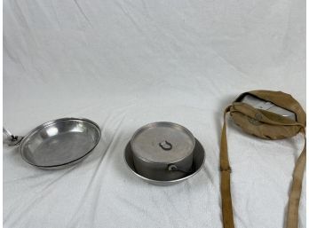 Vintage Boy Scout Canteen & Handy Collapsible Camping Pan Kit