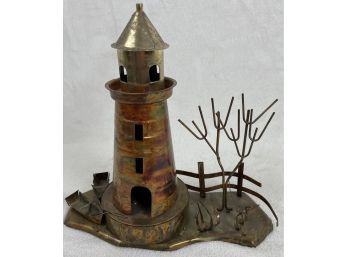 Cute Metal Lighthouse Sculpture