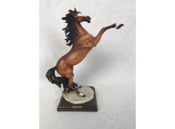 G. Armani Cast Horse Sculpture On Wooden Base
