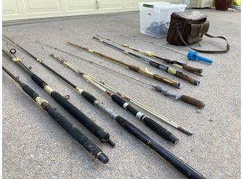 Good Collection Of Fishing Rods & Reels With Assorted Fishing Related Items