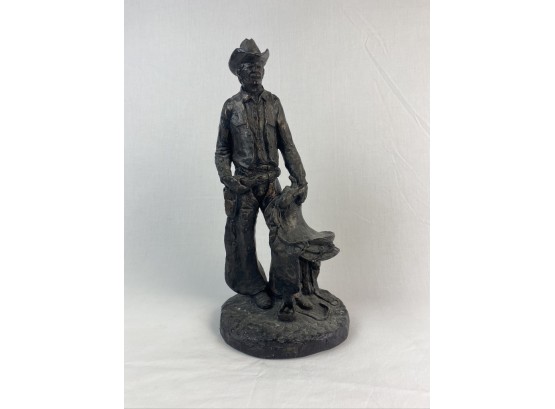Vintage D. Monfort Cowboy With Saddle Sculpture