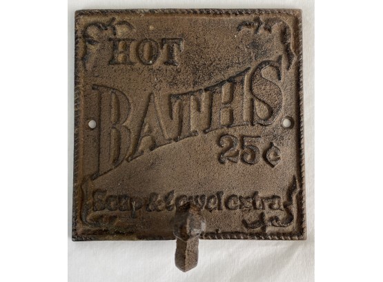 Vintage Cast Metal Hot Bath Sign