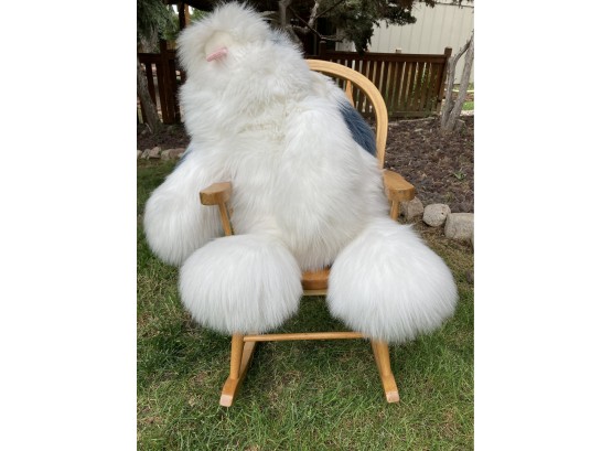 Big White Fluffy Stuffed Dog With Rocking Chair (dogs Nose Is Flaking)