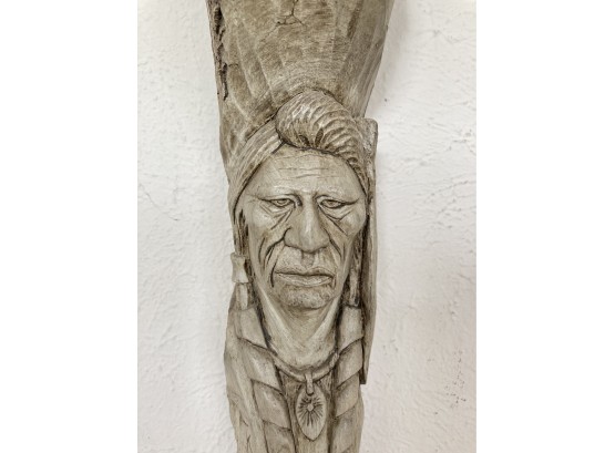 Cast Wall Hanging Of Carving Of Native American