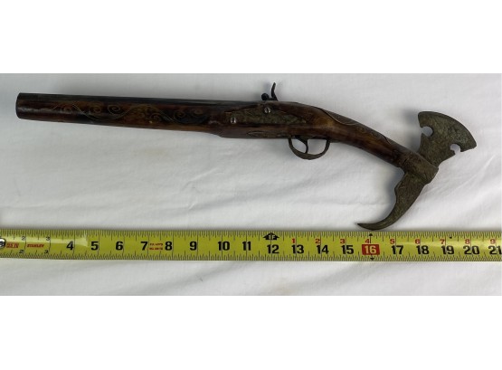Replica (non Functional) Antique Gun With Hatchet Unique End