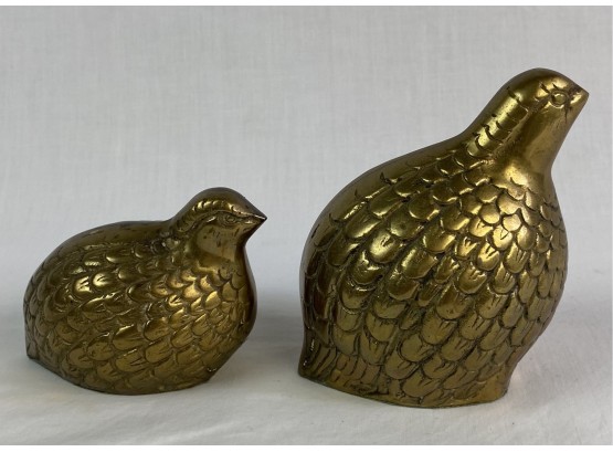 Two Brass Bird Sculptures