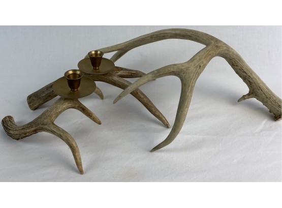 Two Antler Candelabras With Extra Antler