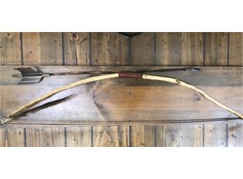 Replica Native American Bow And Arrow With Authentic Arrowhead