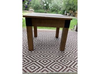 Wonderful Plank Wood Side Table With Metal Accents