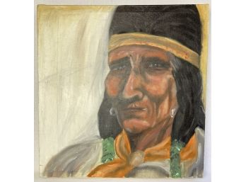 Acrylic Painting On Canvas Of Native American Man