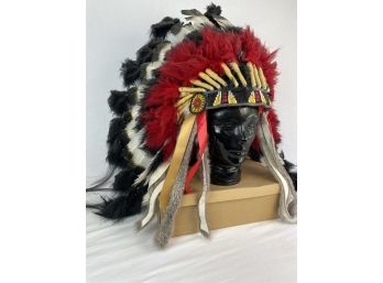 Impressive Native American Headdress - Replica Wit Natural Pieces