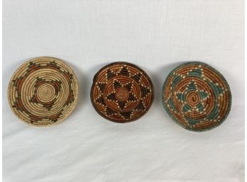 Set Of 3 Small Woven Saucers ( See Photos For Size)