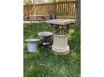 2 Flower Pots With Pedestal (see Photos For Measurements)