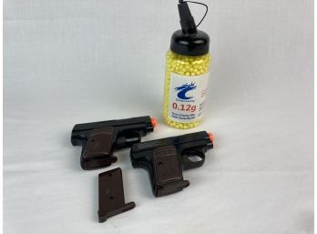 Set Of Colt 6mm Pellet Guns With Bottle Of 6mm Pellets BBs With Extra Clip