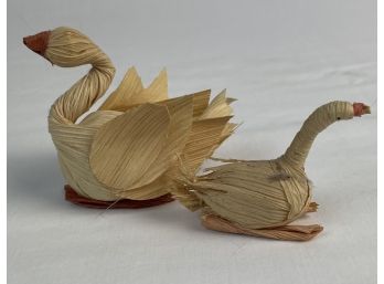 Handmade Cornhusk Geese Figures