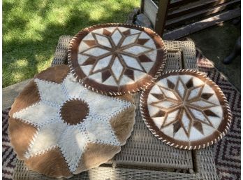 Set Of 3 Rawhide/leather Handmade Circular Pieces