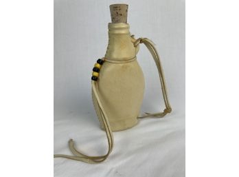 Decorated Leather Flask With Cork