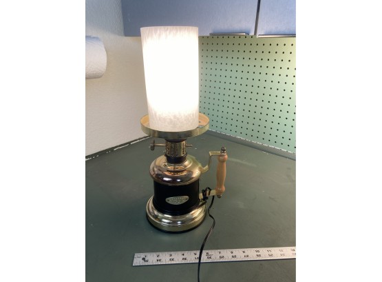 Cool Vintage Brass Lamp With Tall White Glass Shade