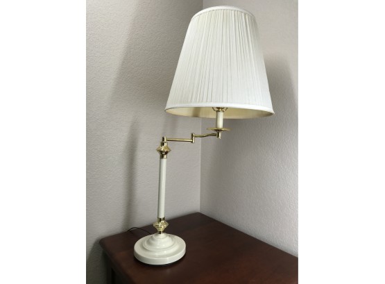 Unique Brass And Cream Colored Swing Arm Lamp -size In Photos