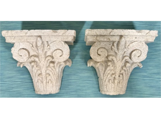 Pair Of Sand Cast Wall Mounted Shelves/decor