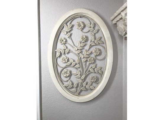 Oval Metal And Wood Flower Wall Decor