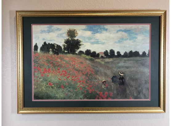 Framed And Matted Art Print Of Claude Monet The Poppy Field Painting