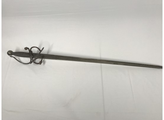 Intricate Twisted Metal Handled -Toledo Spain Engraved  Sword
