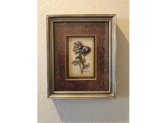 Interesting Pair Of Framed Decorative Floral Relief Decor