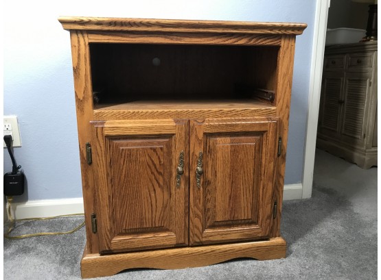 Wood Side Table With Cabinet Doors