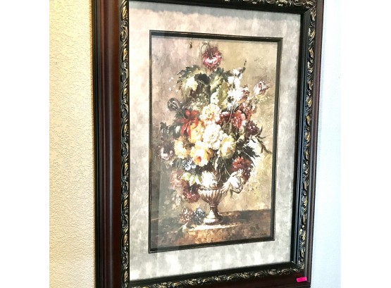 Large Framed Antique Antique Looking Bouquet Of Flowers Print