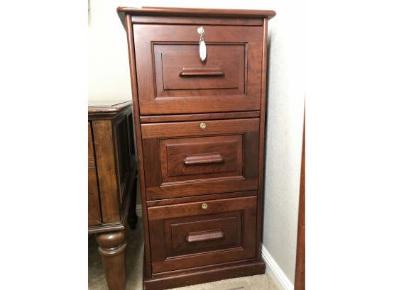 Beautiful Cherry Tone Solid Wood Filing Cabinet With Locks & Key