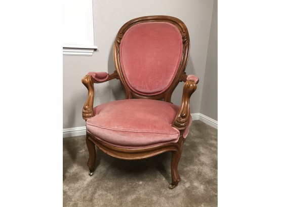 Wonderful Oval Back Pink Velvet Armchair