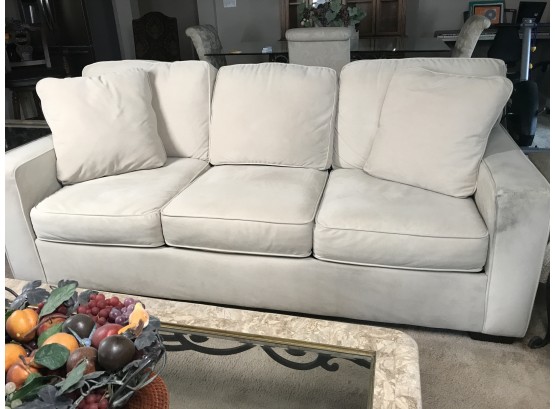 Light Tan/ Cream/ Beige Sofa - 6 Removable Cushions- See Photos For Details (sofa 1)