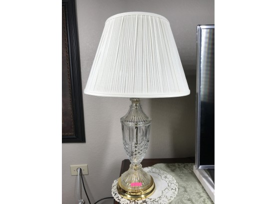 Elegant Cut Glass Lamp With Shade