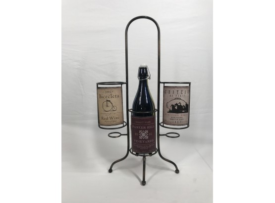 Triple Bottle Wine  Rack With Vintage Style Labels