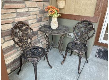 Metal Floral Table & 2 Chairs
