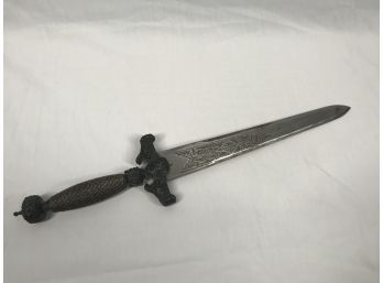 Metal Ornate Replica Metal Dagger Made Is Spain- Marked Toledo