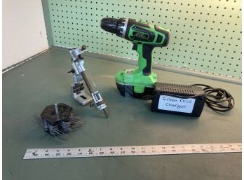 Kawasaki Brand 19.2 V Green Drill With, Charger , Drill Grinder Attachment & More
