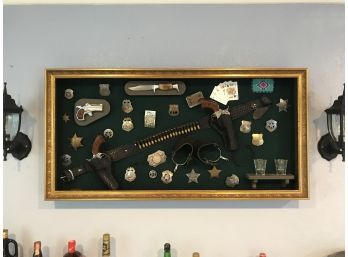 Awesome Display Of Old West Style Badges And Replica Gun