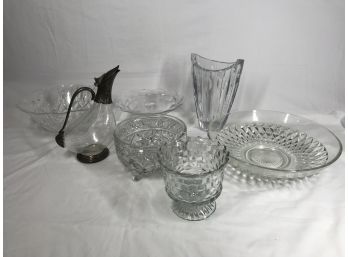 Vintage Assortment Of Cut Glass Serving Items