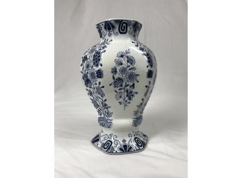 Beautifully  Detailed Delft Blue Floral Vase