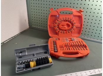 Orange Drill Drill Bits & Tool Kit With Grey Screwdriver Kit