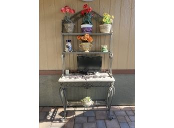 Outdoor Garden Shelf With Contents - See Photos For Condition