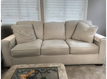 Light Tan/ Cream/ Beige Sofa - 6 Removable Cushions- See Photos For Details (sofa 2)