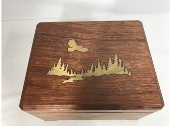 Beautiful Hinged Wood Box With Metal Inlay