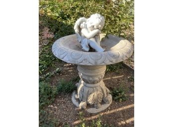 Angel In A Birdbath Garden Sculpture
