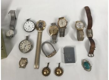 Box Of Vintage Watches And Miscellaneous Parts