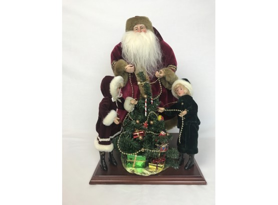 Victorian Theme Santa Decorating Tree With Children Figures-see Photos