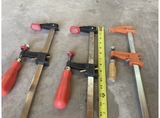 Three Long Clamps, One At 3 Foot, Two At 2 Foot