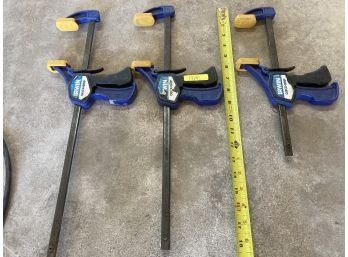 Collection Of Three Irwin Brand Blue Squeeze Clamps